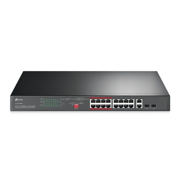 TL-SL1218MP (PoE+16-Port 10/100 Mbps + 2-Port Gigabit Rackmount Switch with 16-Port)